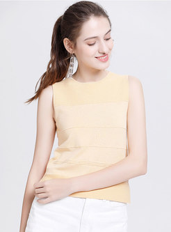 All-matched O-neck Knitted Pure Color Tanks 