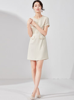 Elegant O-neck High Waist Slim Mini Dress