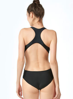 Brief Solid Color Hollow Out Swimwear