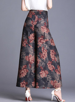 All-matched Print Casual Wide Leg Pants