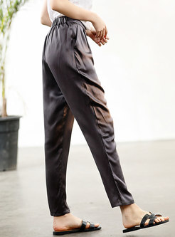 Elegant Pure Color Silk Harem Pants