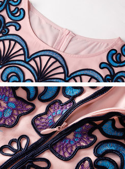 Asymmetric Embroidered Tied Peplum Bodycon Dress