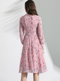 Floral V-neck High Waist Slim Midi Dress