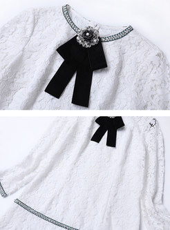 Elegant Lace Hollow Out Slit Mini Dress