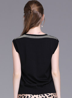 Hit Color Sleeveless Slim Knitted Top