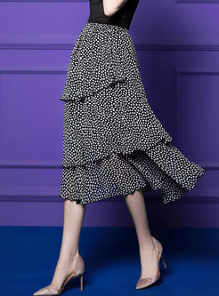 All-matched High Waist Black Polka Dot Skirt