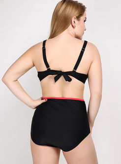 Fashion Plus Size Polka Dot Backless Bikini