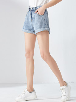 Brief Rolled Loose Rolled Short Jeans
