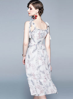 Fashion O-neck Sleeveless Print A Line Dress