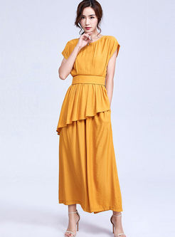 Brief Solid Color Sleeveless Top & Wide Leg Pants 