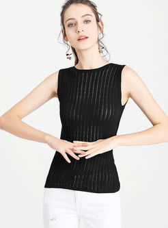 Stylish Hollow Out Sleeveless Slim Knitted Tanks