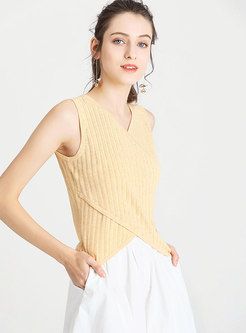 Chic Hollow Out Sleeveless Slim Knitted Tanks