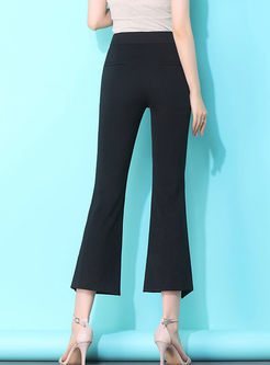 Fashion Solid Color Irregular Slit Flare Pants