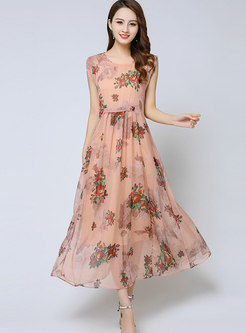Casual Floral Print Summer Slim Maxi Dress