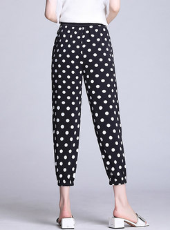 Polka Dot Tied All-matched Casual Pants