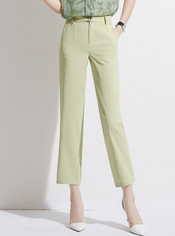 Elegant Tie-waist Slim Straight Pants