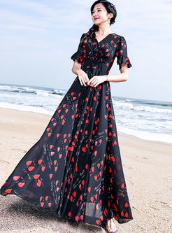 Stylish Summer Multi-color High Waist Beach Maxi Dress