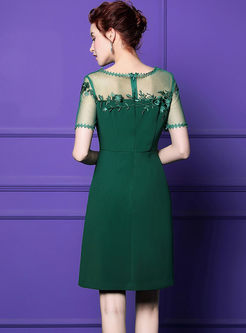 Elegant Perspective O-neck Short Sleeve Slim Dress