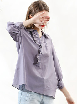 Sweet Embroidered Three Quarters Sleeve Blouse