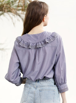 Sweet Embroidered Three Quarters Sleeve Blouse