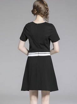 O-neck Short Sleeve Irregular Splicing Dress