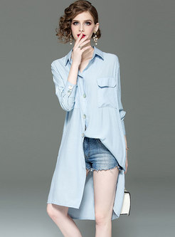 Solid Color Lapel Single-breasted Loose Coat