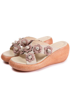 Casual Stereocsopic Flower Platform Daily Slipers