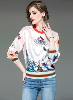 Chic Loose Print All-matched Sweatshirt