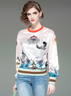 Chic Loose Print All-matched Sweatshirt