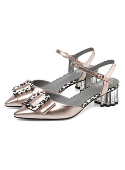 Chic Pointed Toe Chunky Heel Buckle Sandals
