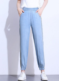 All-matched Striped Splicing Loose Harem Pants