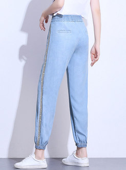 All-matched Striped Splicing Loose Harem Pants