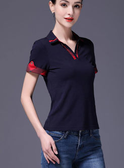 Work Lapel Short Sleeve Slim Polo T-shirt
