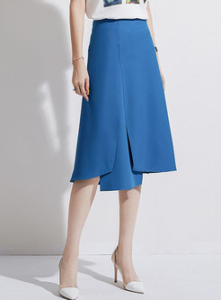 Chic Solid Color Asymmetric Slim Skirt