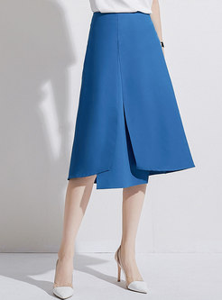 Chic Solid Color Asymmetric Slim Skirt