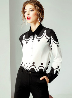 Lapel Print Single-breasted Printed Blouse