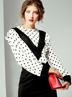 Fashion Polka Dot Silk Pullover Blouse