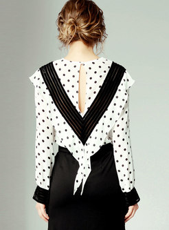 Fashion Polka Dot Silk Pullover Blouse
