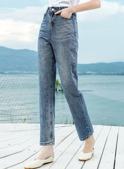 Casual All-matched Cotton Straight Jeans