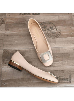 Brief Soft Sole Comfortable Square Head Shoes