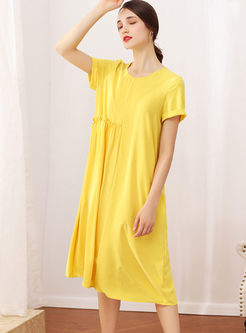 Casual O-neck Pullover Loose Shift Dress