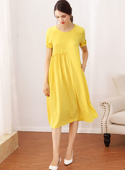 Casual O-neck Pullover Loose Shift Dress
