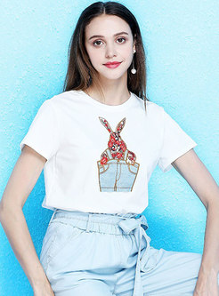 Brief All-matched Embroidered Daily T-shirt