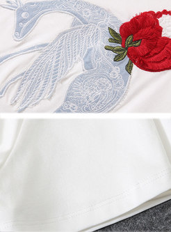 All-matched Embroidered Cotton T-shirt