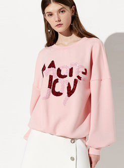 O-neck Pullover Letter Print Loose Sweatshirt