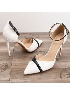 Color-blocked Pointed Head High Heel Shoes