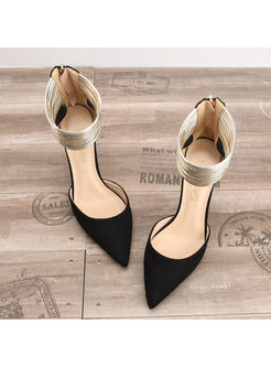 Fashion Suede Ankle Ring Pointed Toe Shoes