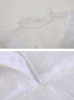 Sexy See-through Mesh Lace Splicing Mini Dress