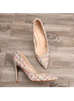 Color-blocked Women Pointed Head High Heel Shoes