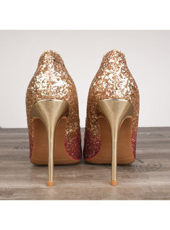 Trendy Sequined Pointed Toe High Heel Shoes